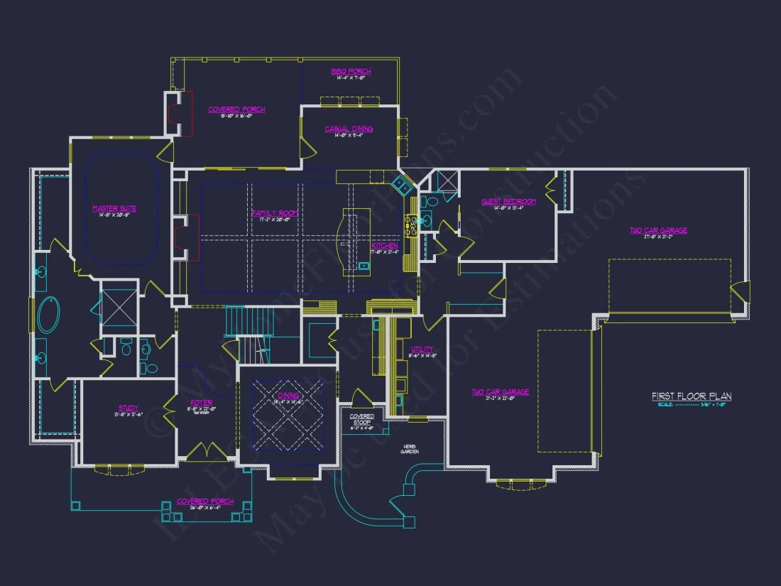 Luxury house Plan with Open Floor, CAD Architecture Designs