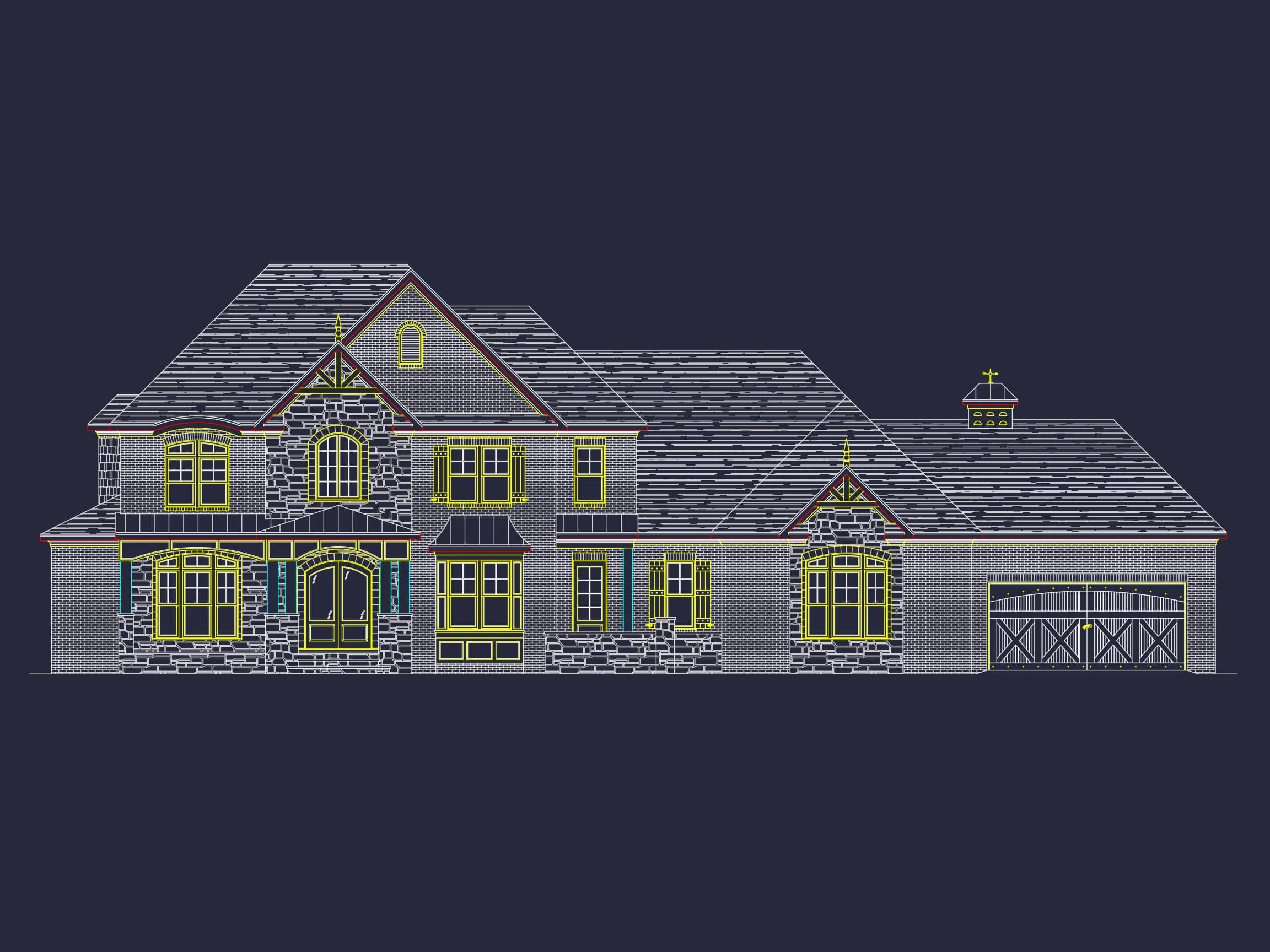 14-1286 HOUSE PLAN - Transitional European House Plan – 5-Bed, 5-Bath, 4,936 SF 46 Luxury house Plan with Open Floor, CAD Architecture Designs