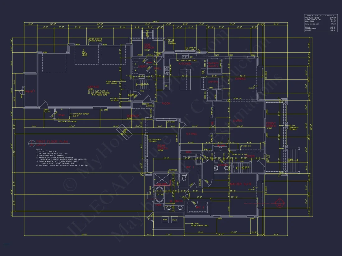 Craftsman house Floor Plan: 5-Bed, 4-Bath, 3-Car Garage