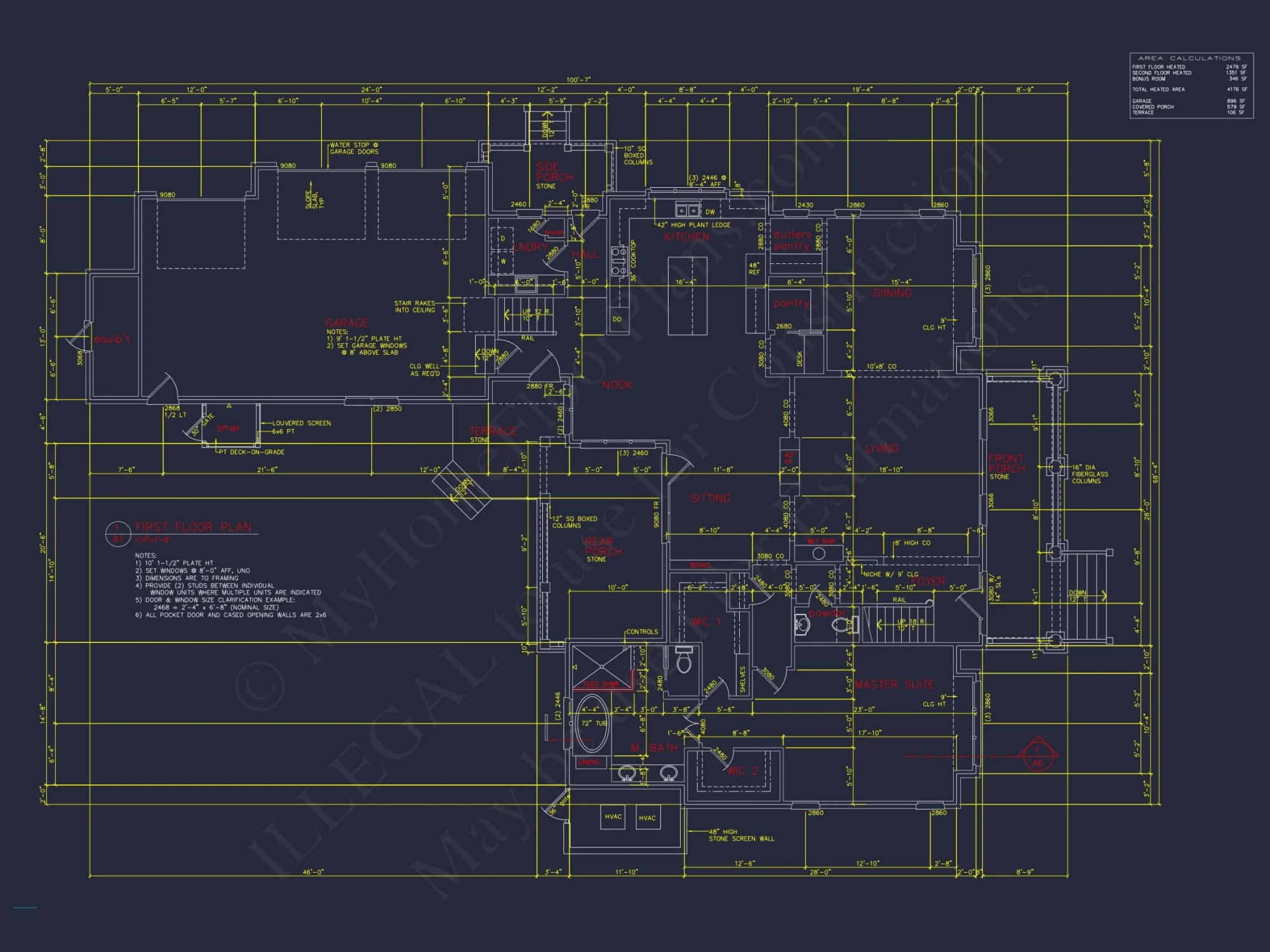 Craftsman house Floor Plan: 5-Bed, 4-Bath, 3-Car Garage