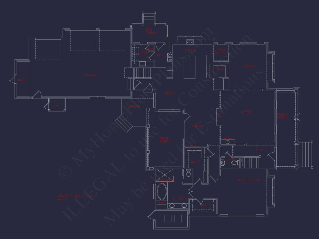 Craftsman house Floor Plan: 5-Bed, 4-Bath, 3-Car Garage