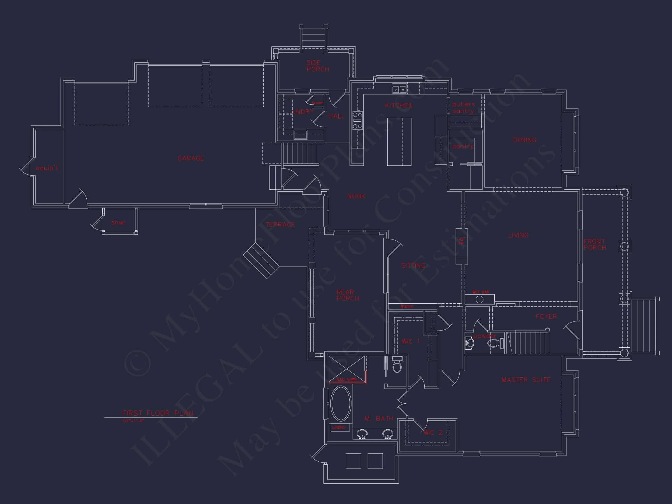 Craftsman house Floor Plan: 5-Bed, 4-Bath, 3-Car Garage