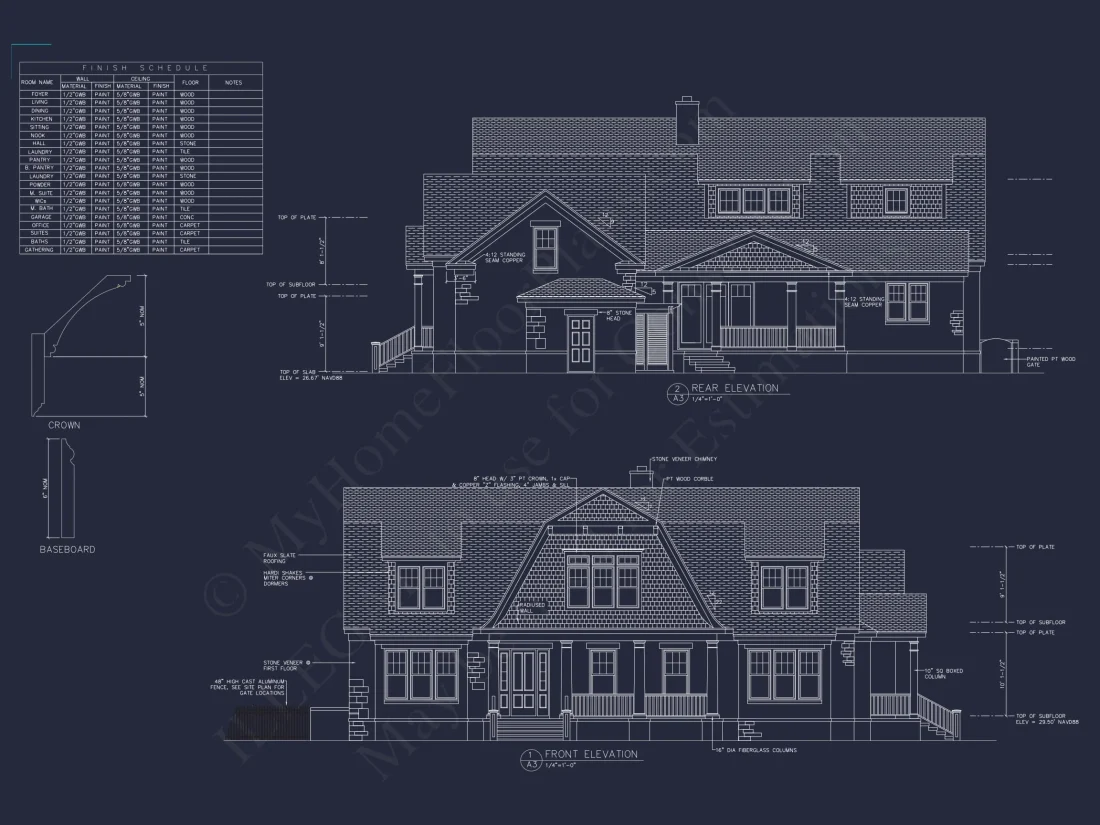Craftsman house Floor Plan: 5-Bed, 4-Bath, 3-Car Garage