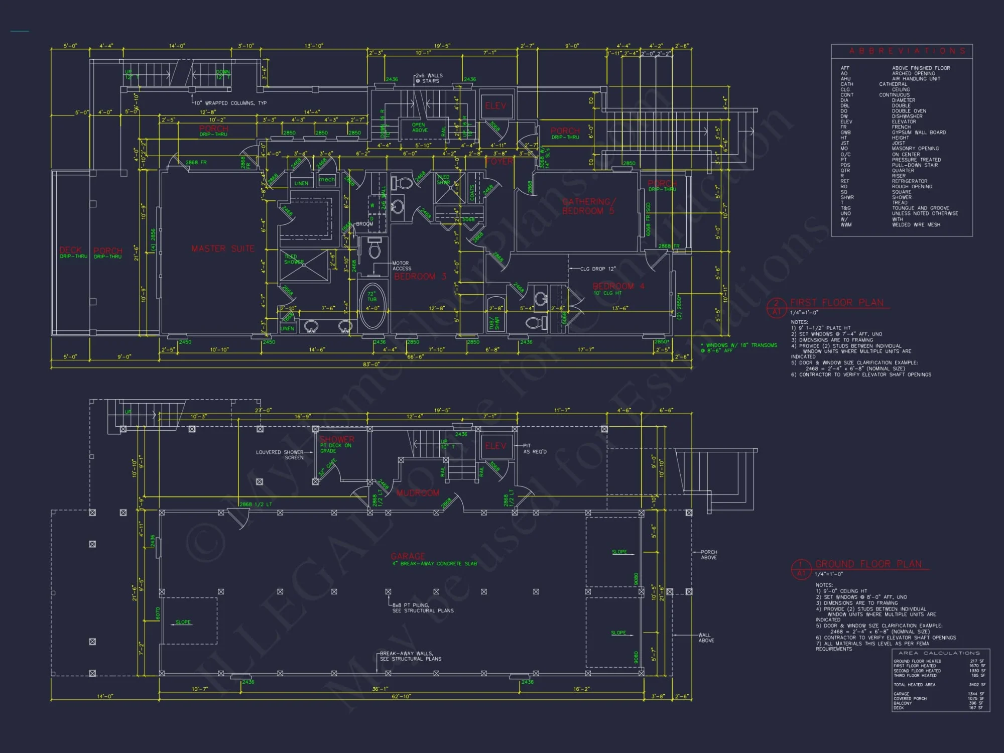 Unique Beach house Floor Plan with 3 Floors & 5 Bedrooms