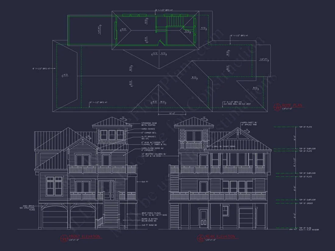 Unique Beach house Floor Plan with 3 Floors & 5 Bedrooms