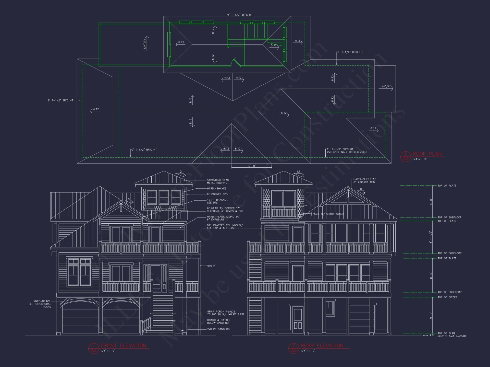 Unique Beach house Floor Plan with 3 Floors & 5 Bedrooms