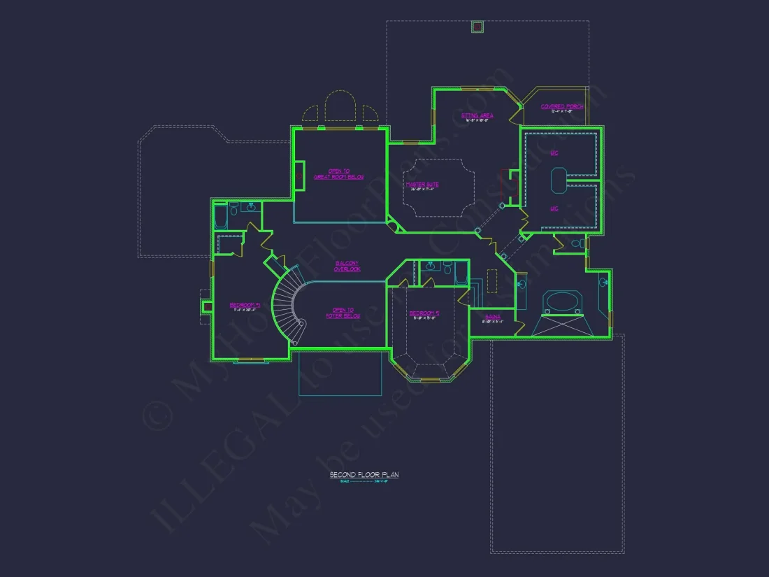 Elegant CAD house Plans: 2-Story 5-Bedroom Luxury Blueprint