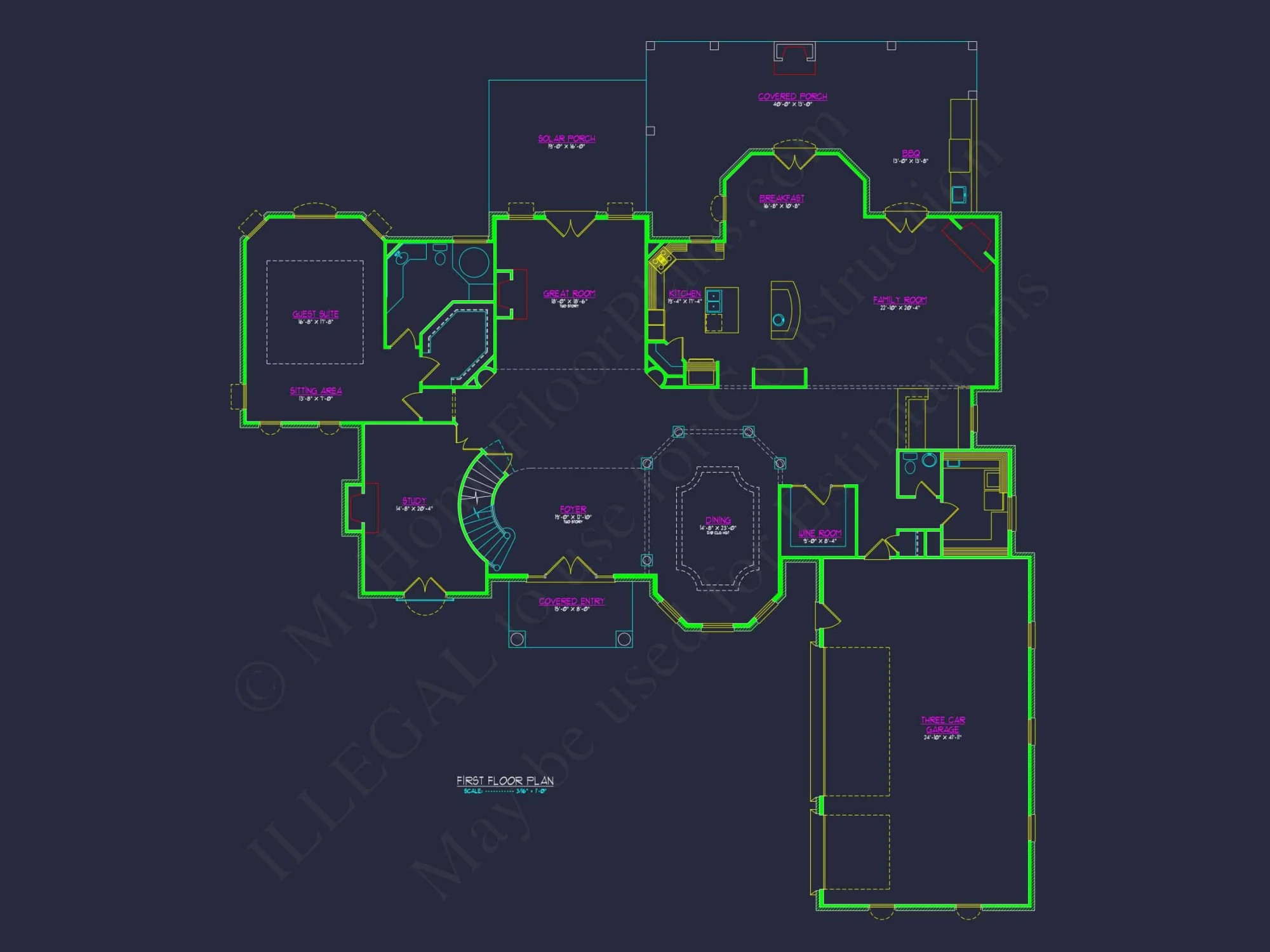 Elegant CAD house Plans: 2-Story 5-Bedroom Luxury Blueprint