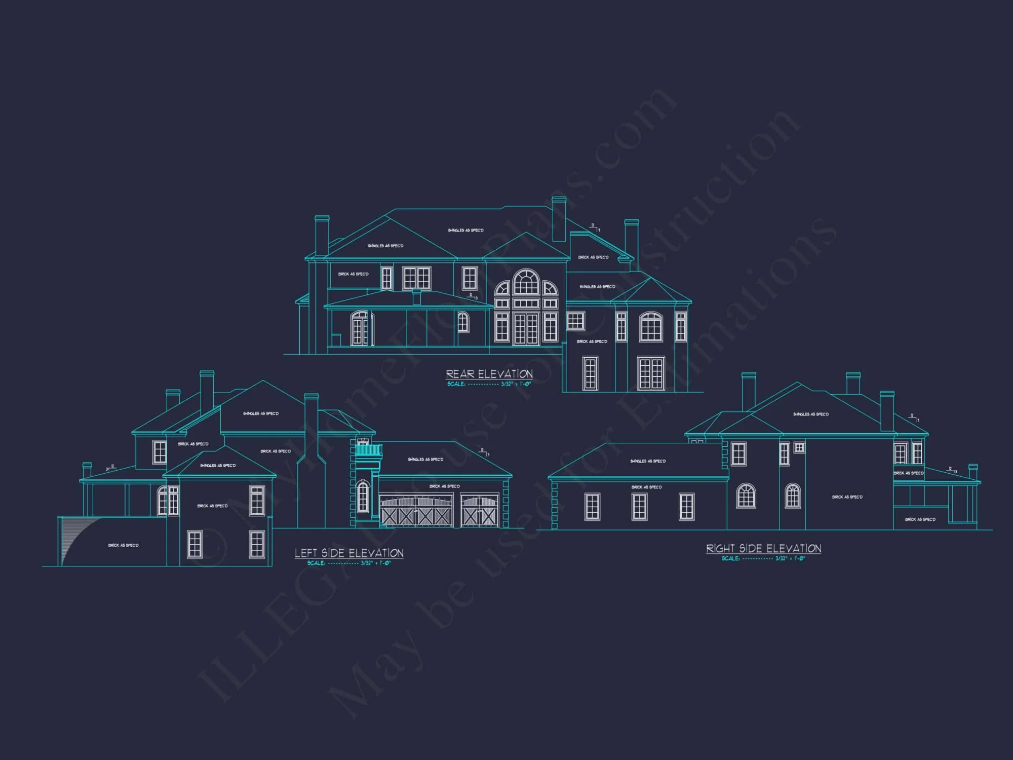 Elegant CAD house Plans: 2-Story 5-Bedroom Luxury Blueprint