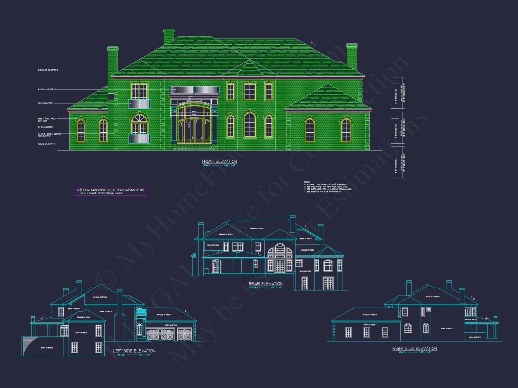 Elegant CAD house Plans: 2-Story 5-Bedroom Luxury Blueprint