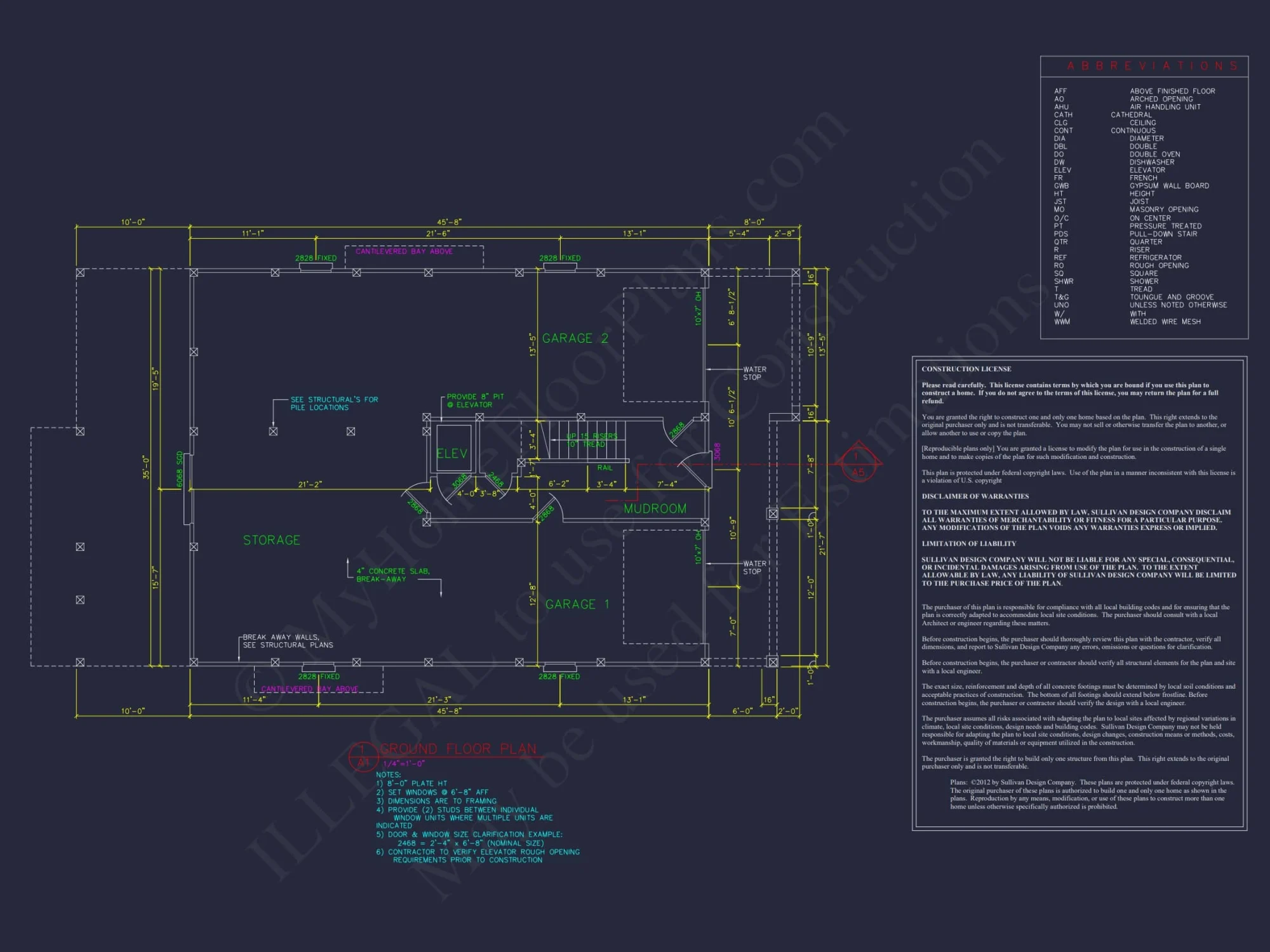 Well-Designed Beach house Plan with 3 Floor Blueprints & CAD