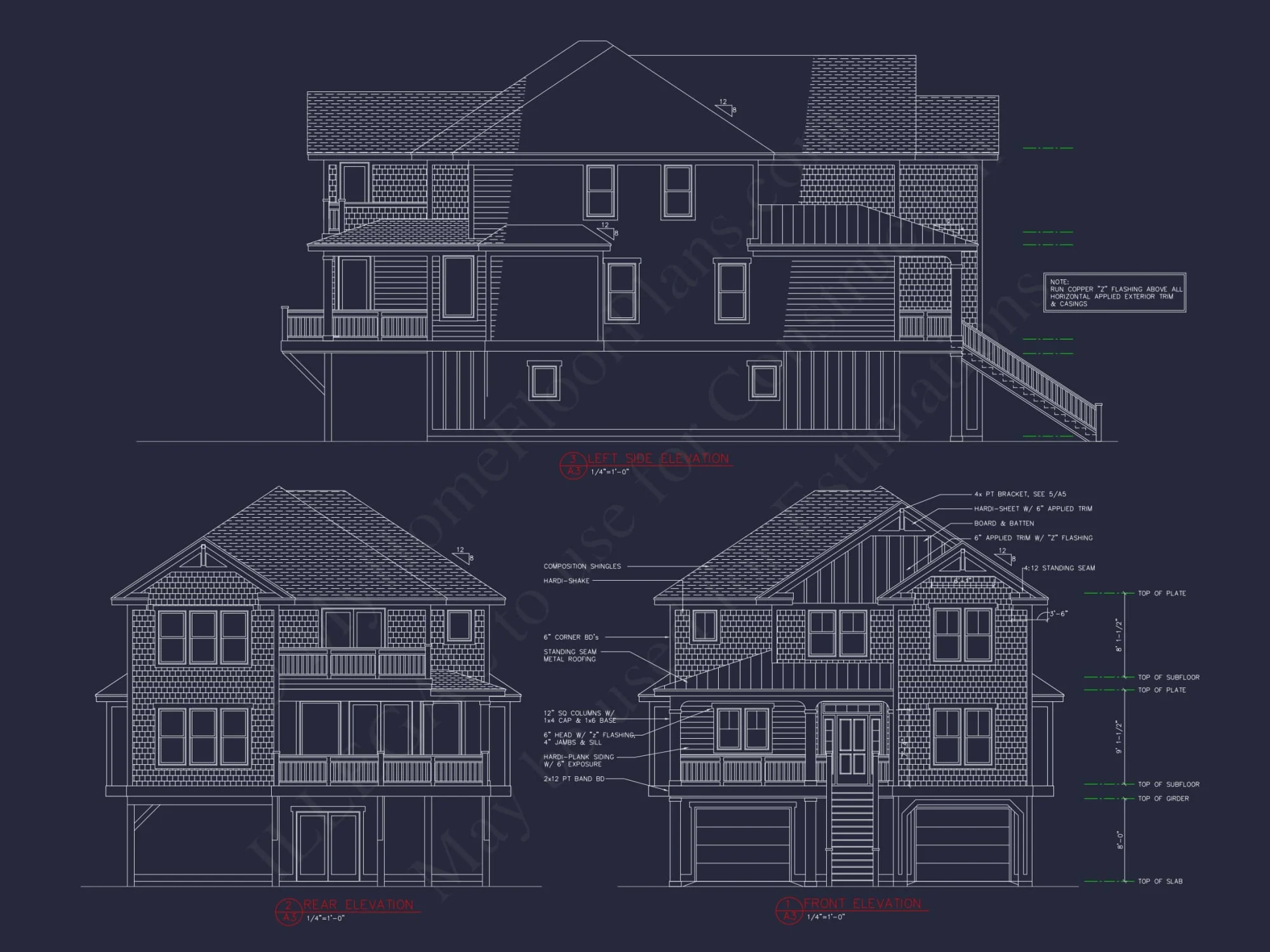 Well-Designed Beach house Plan with 3 Floor Blueprints & CAD