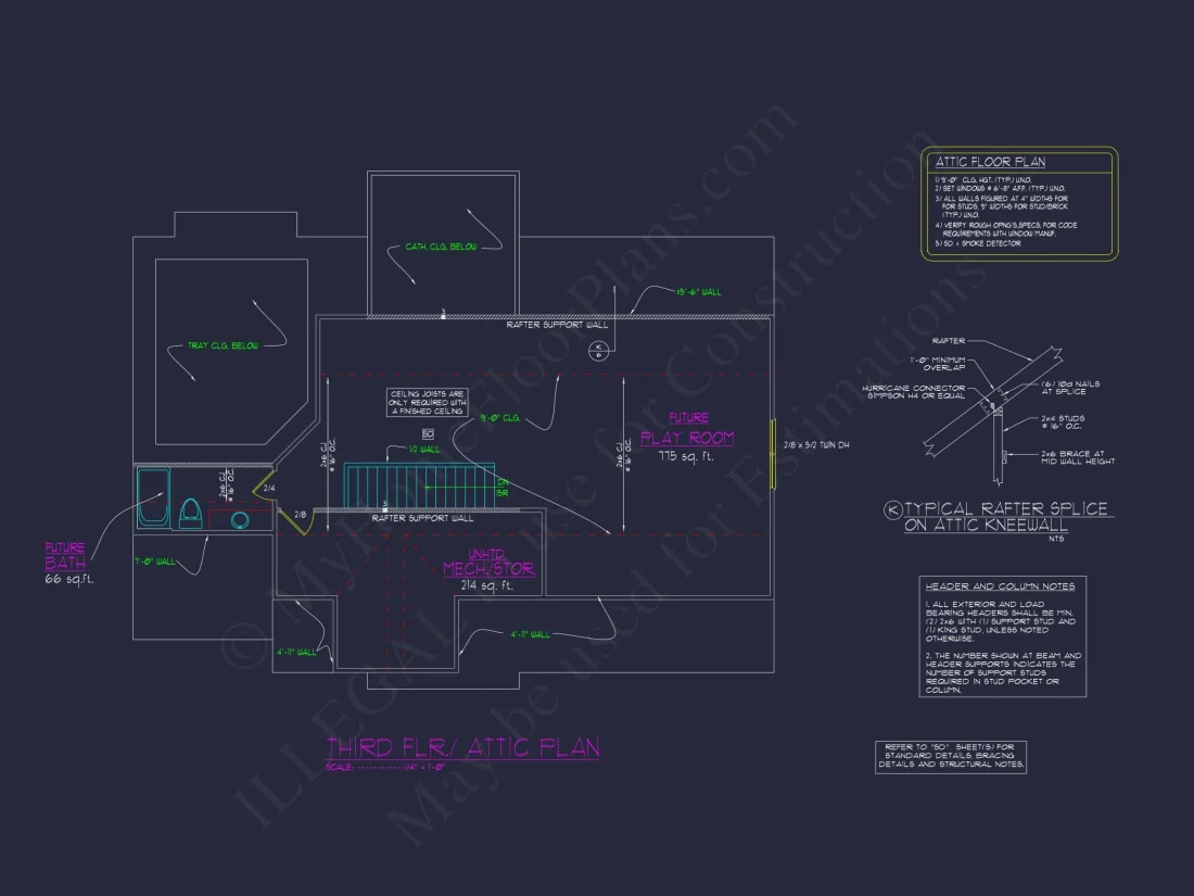 house Floor Plan with CAD & Blueprint Designs - 2.5-Story Plan