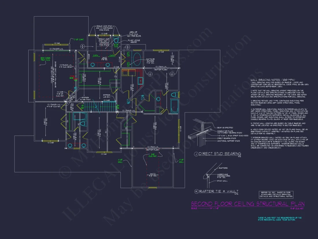 house Floor Plan with CAD & Blueprint Designs - 2.5-Story Plan