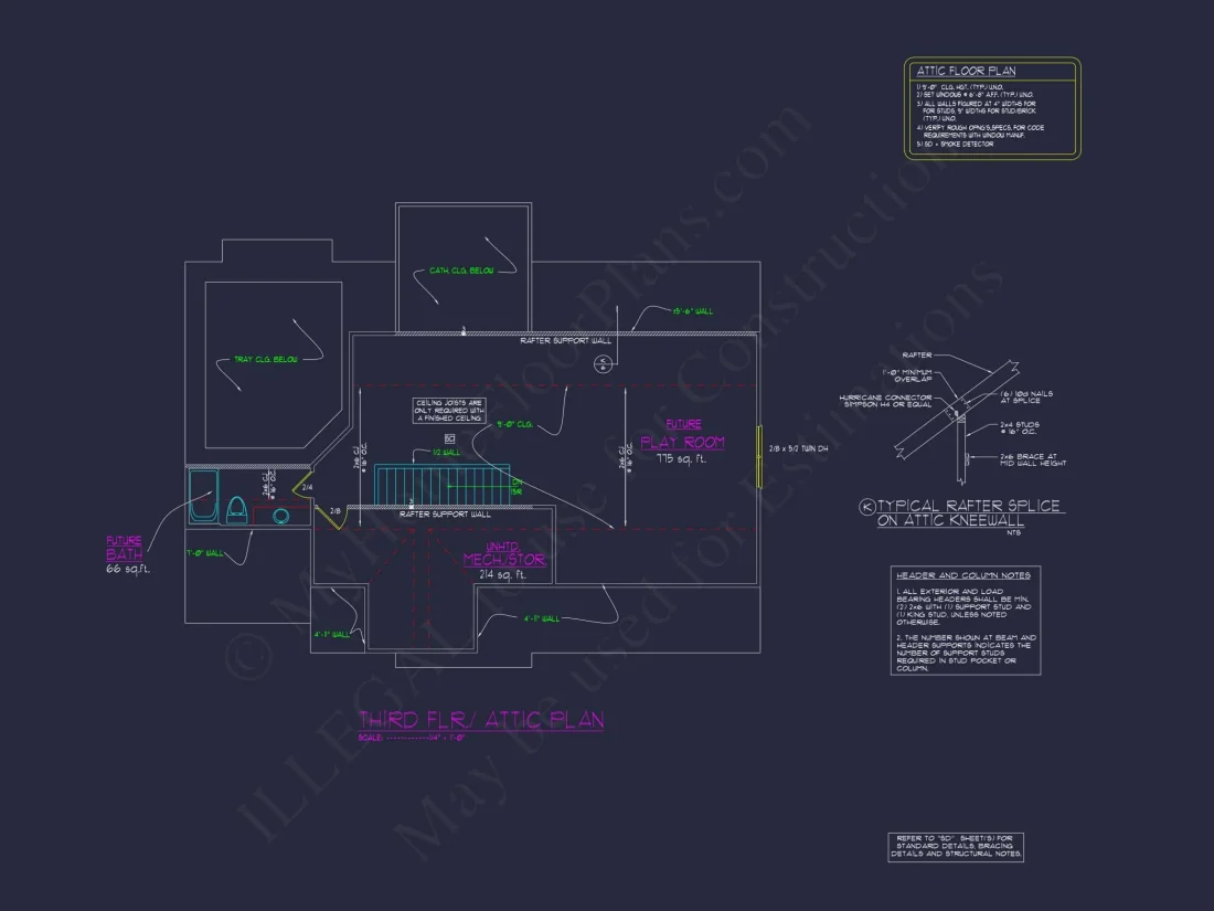 house Floor Plan with CAD & Blueprint Designs - 2.5-Story Plan