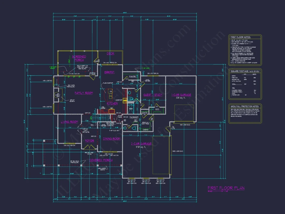 house Floor Plan with CAD & Blueprint Designs - 2.5-Story Plan