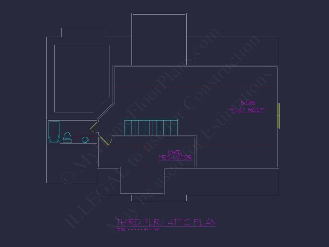 house Floor Plan with CAD & Blueprint Designs - 2.5-Story Plan