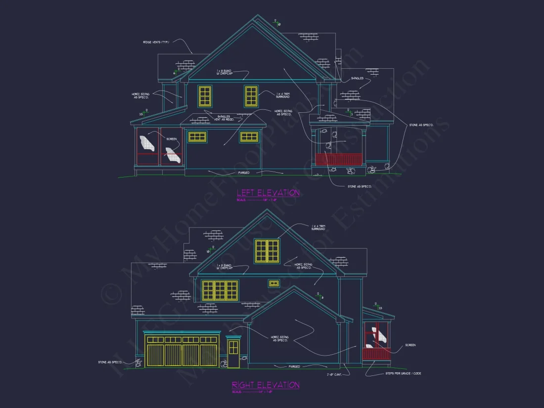 house Floor Plan with CAD & Blueprint Designs - 2.5-Story Plan