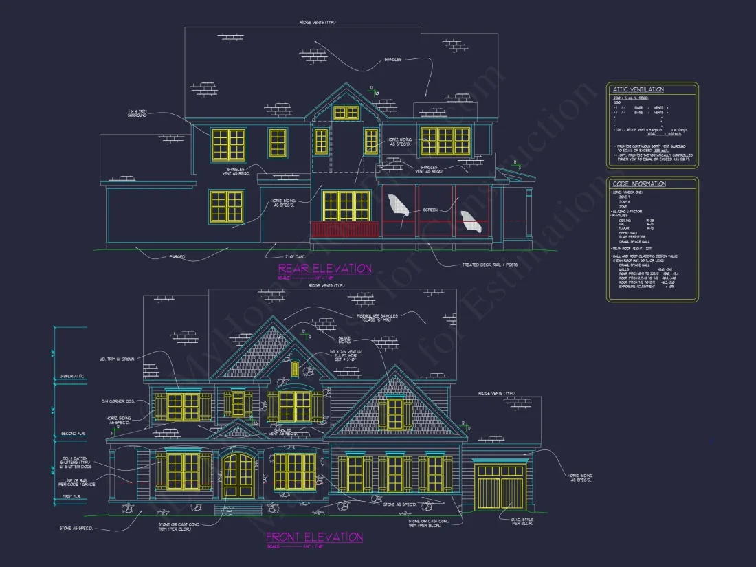 house Floor Plan with CAD & Blueprint Designs - 2.5-Story Plan