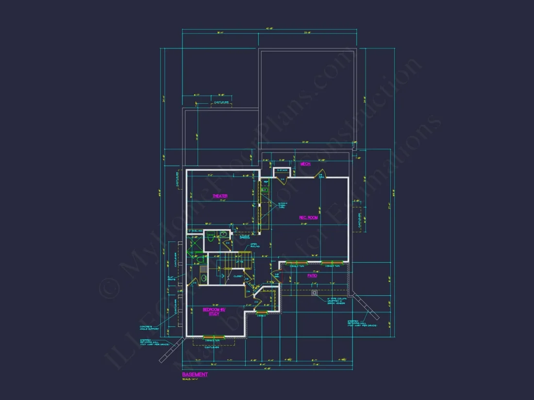 Stunning house Floor Plan with Blueprint and CAD Designs