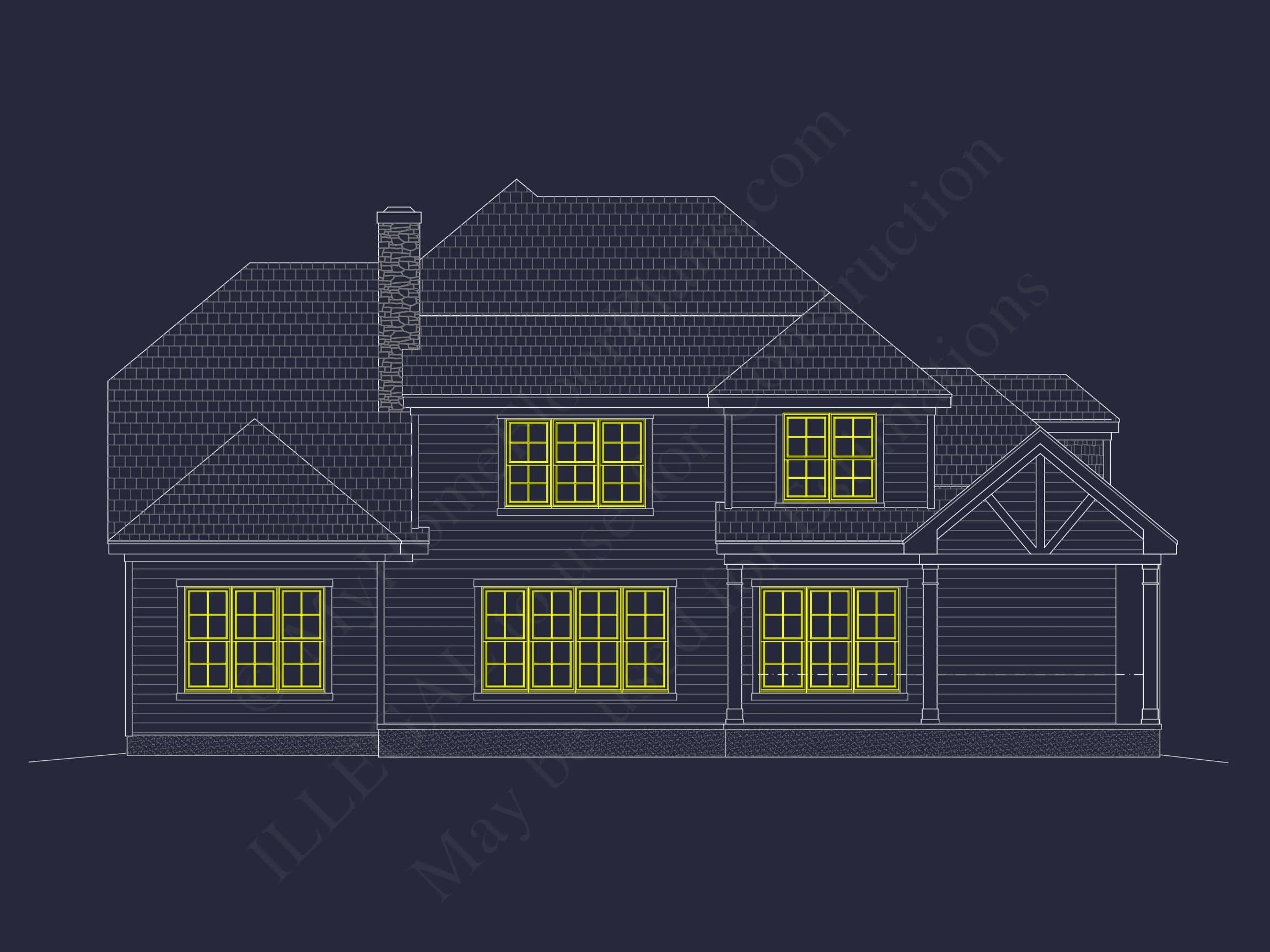 13-1886 HOUSE PLAN - 4-Bed, 5-Bath, 3512 SF European House Plan 5 Custom house Plans with Modern Blueprint CAD Architecture
