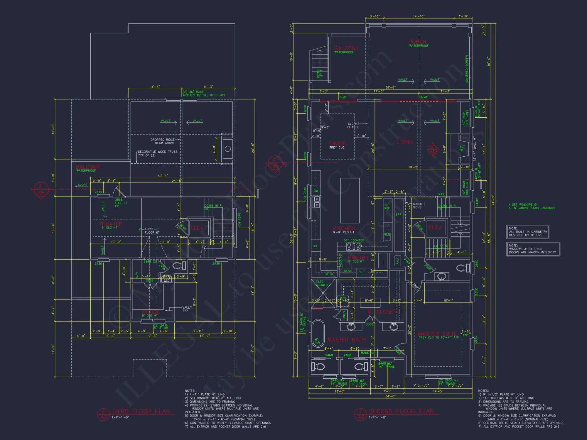 Beach house Plan with 4 Bedrooms and 3 Floors – Full CAD Design