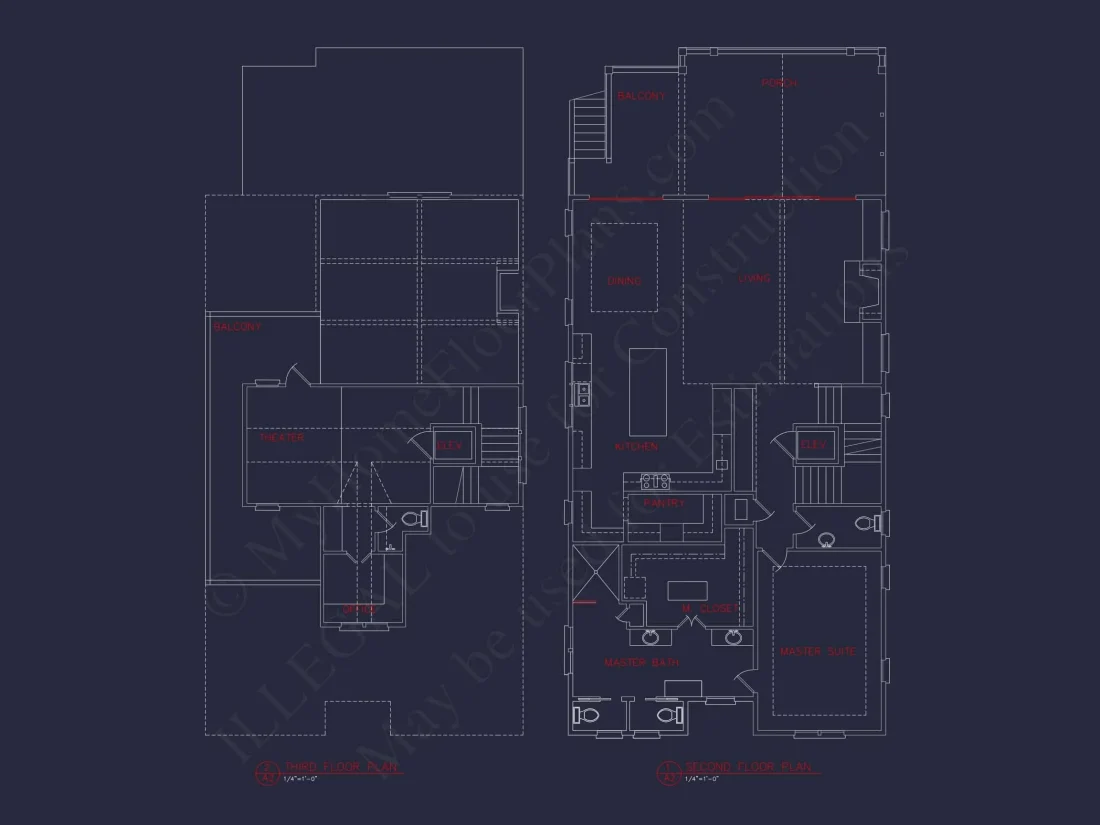 Beach house Plan with 4 Bedrooms and 3 Floors – Full CAD Design