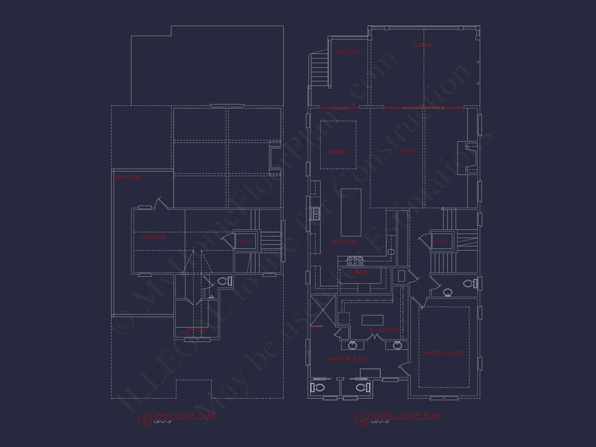 Beach house Plan with 4 Bedrooms and 3 Floors – Full CAD Design