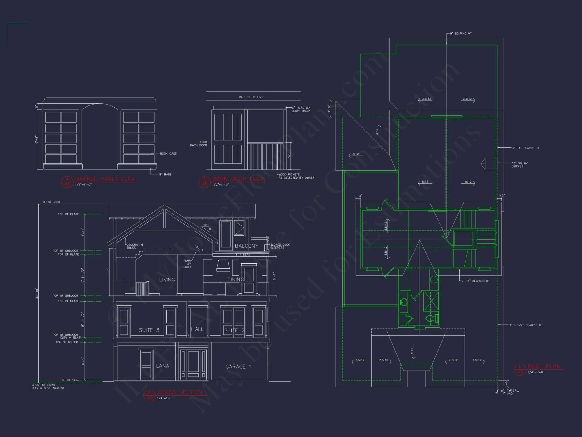 Beach house Plan with 4 Bedrooms and 3 Floors – Full CAD Design