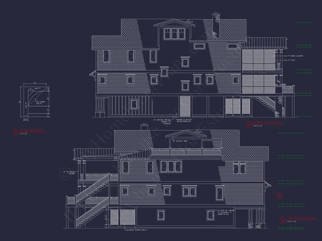 Beach house Plan with 4 Bedrooms and 3 Floors – Full CAD Design