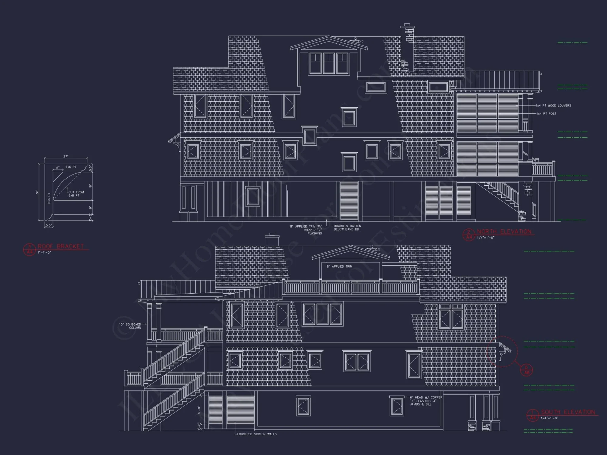 Beach house Plan with 4 Bedrooms and 3 Floors – Full CAD Design