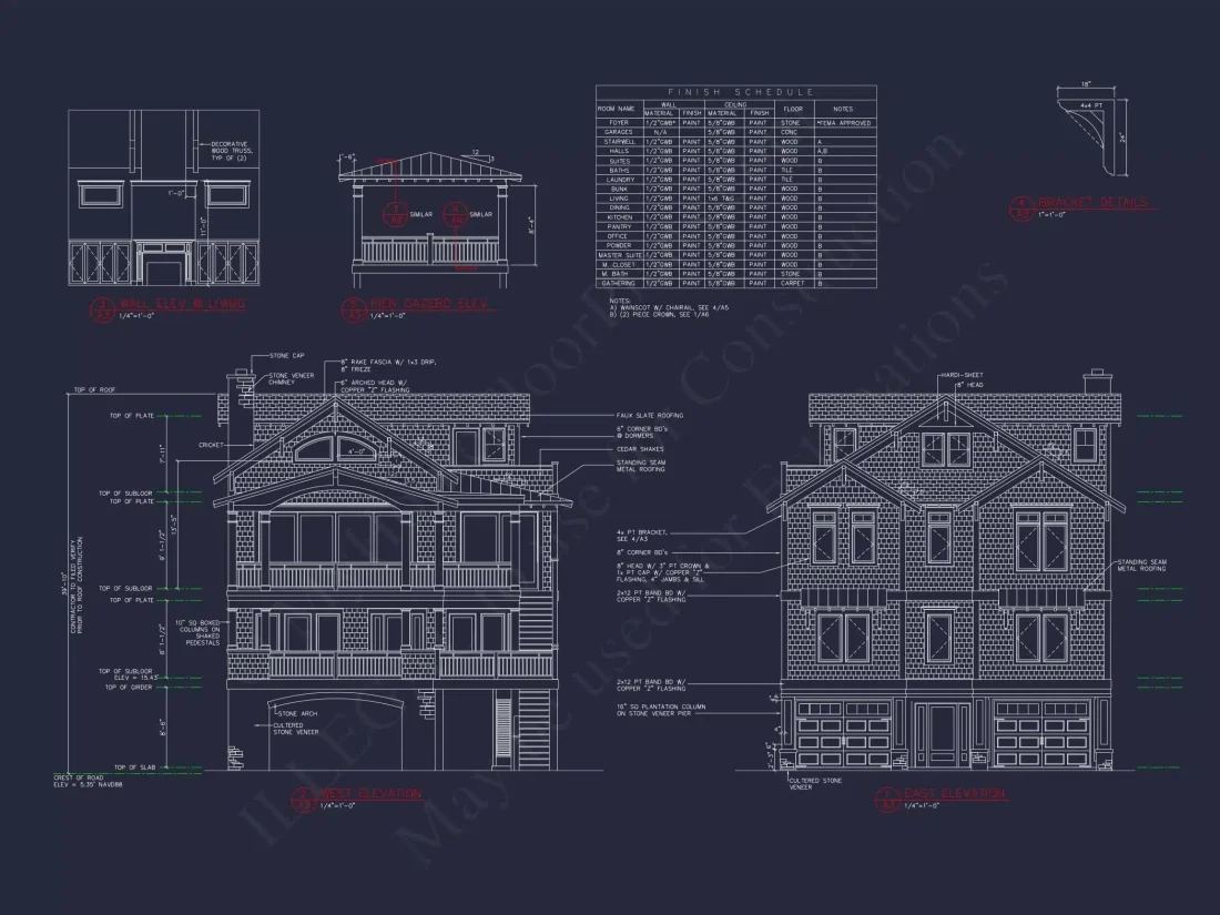 Beach house Plan with 4 Bedrooms and 3 Floors – Full CAD Design