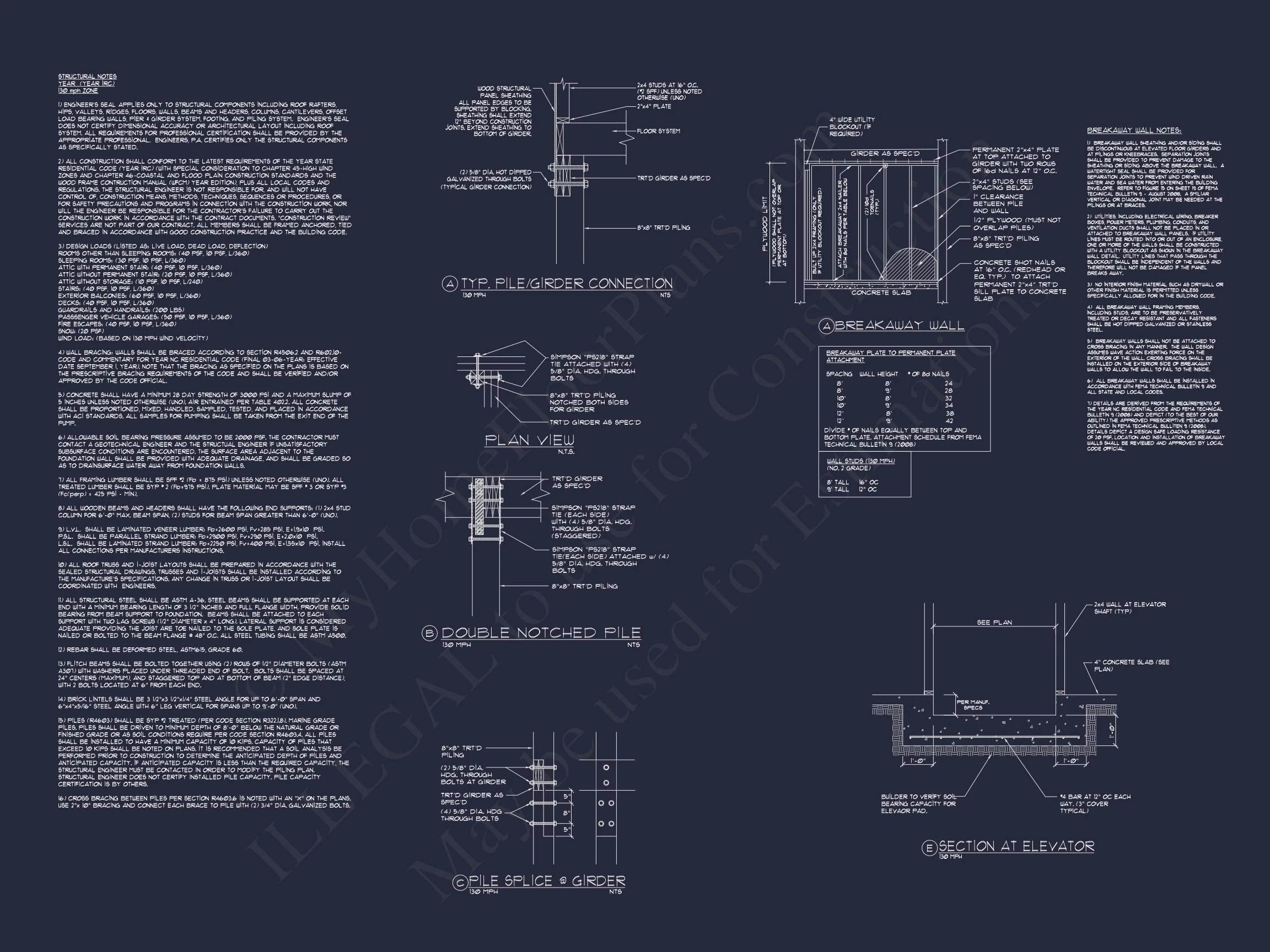13-1763 HOUSE PLAN - Coastal Beach House Plan - 5-Bed, 5-Bath, 4,159 SF 70 Coastal house Plan with CAD Floor Designs and Blueprint