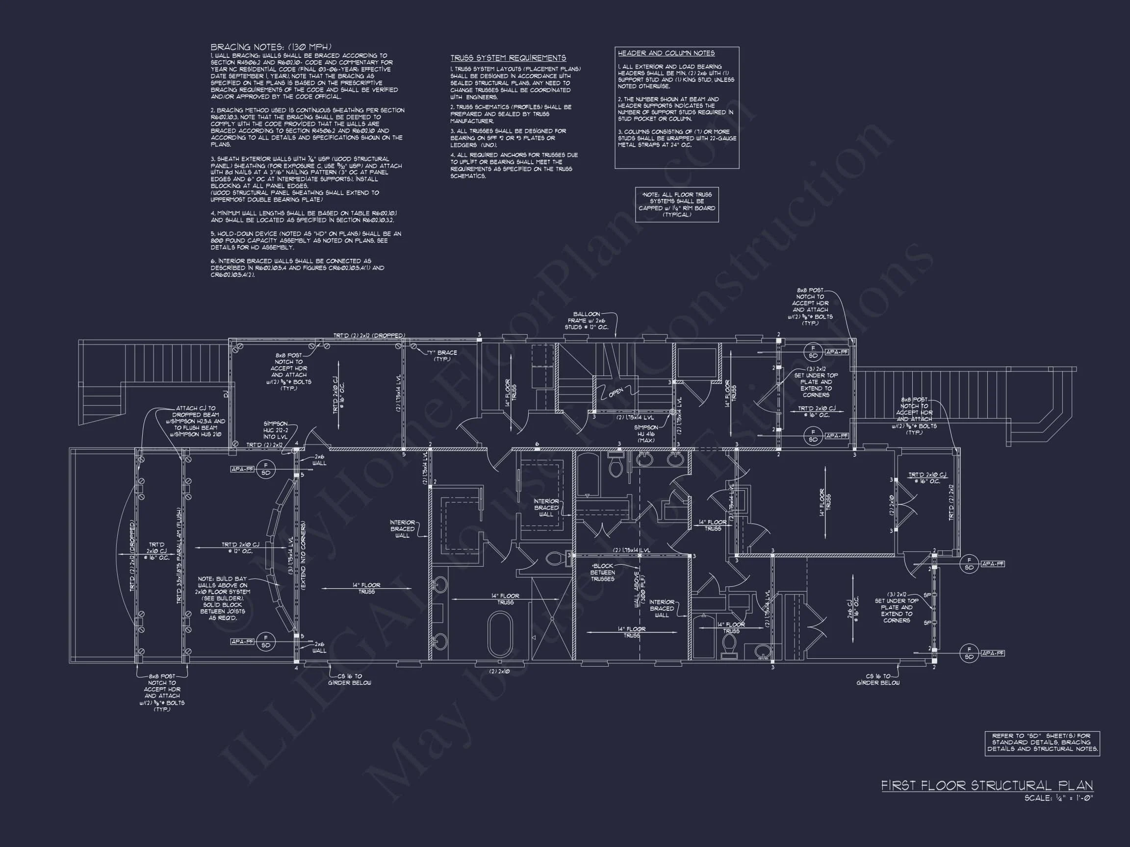 13-1763 HOUSE PLAN - Coastal Beach House Plan - 5-Bed, 5-Bath, 4,159 SF 65 Coastal house Plan with CAD Floor Designs and Blueprint