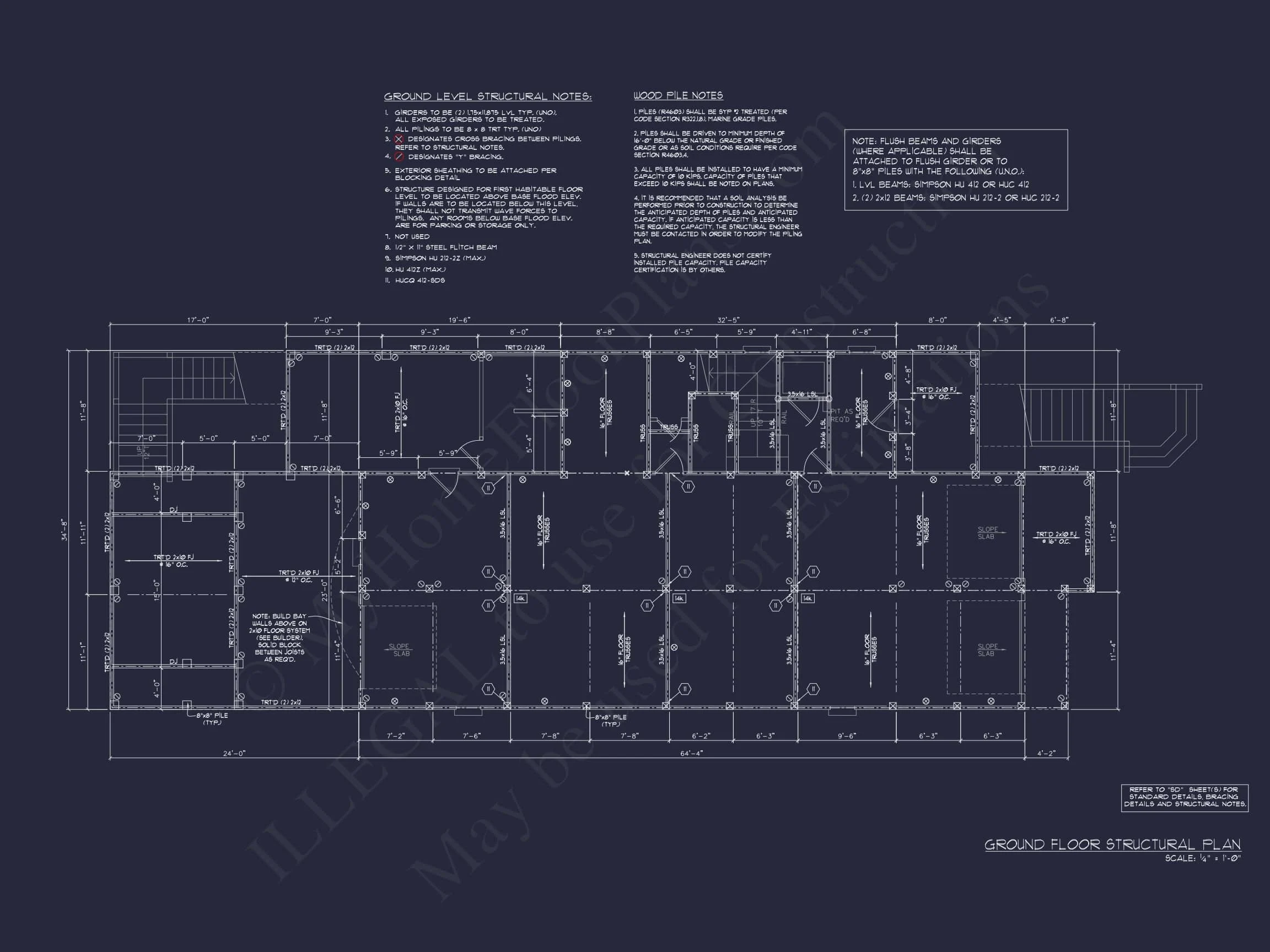 13-1763 HOUSE PLAN - Coastal Beach House Plan - 5-Bed, 5-Bath, 4,159 SF 64 Coastal house Plan with CAD Floor Designs and Blueprint