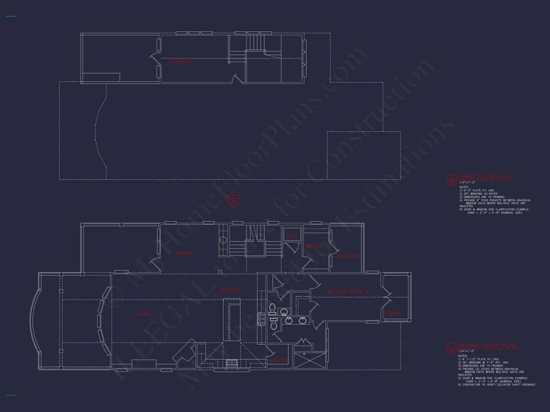 Coastal house Plan with CAD Floor Designs and Blueprint