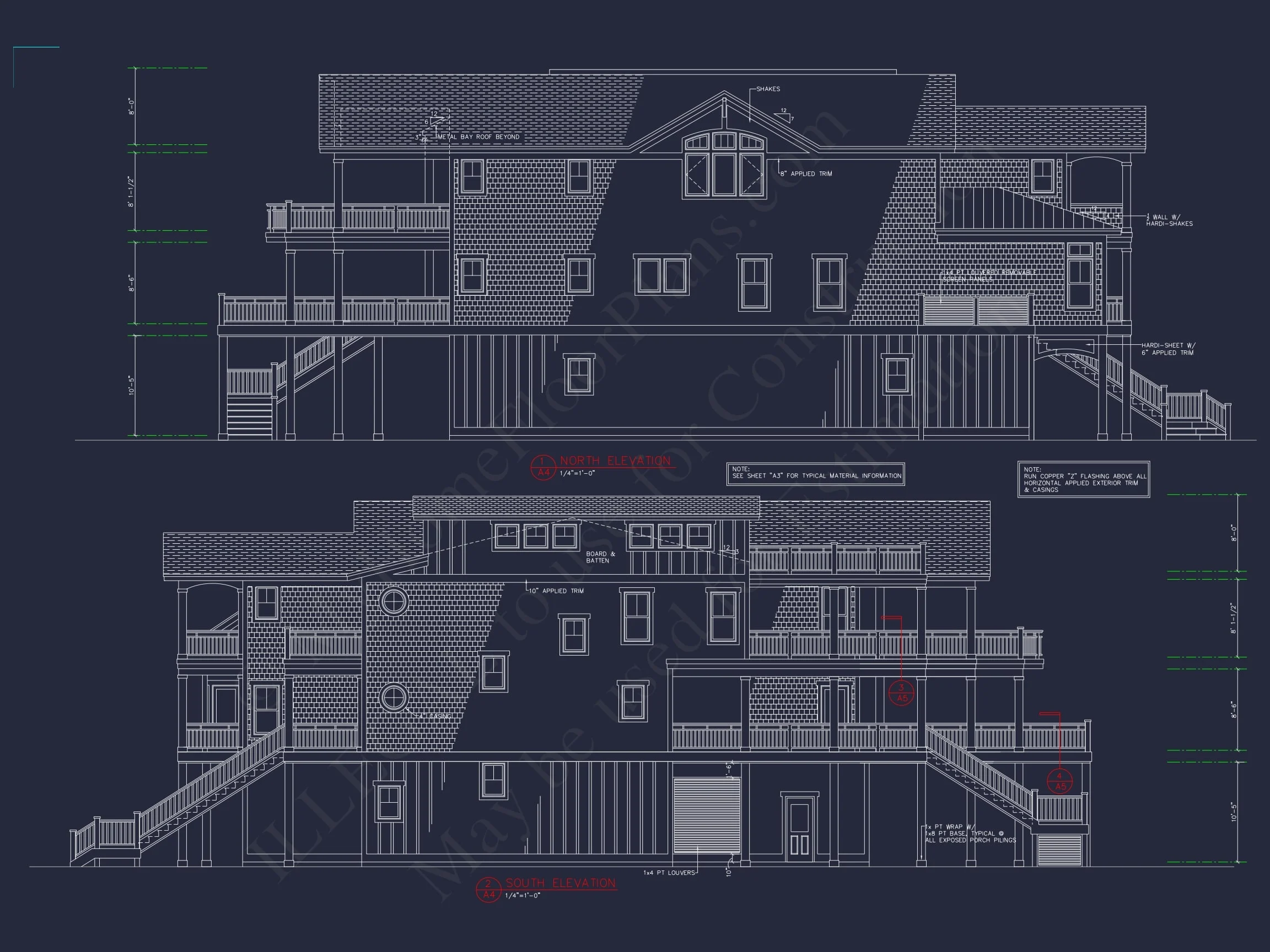 13-1763 HOUSE PLAN - Coastal Beach House Plan - 5-Bed, 5-Bath, 4,159 SF 56 Coastal house Plan with CAD Floor Designs and Blueprint