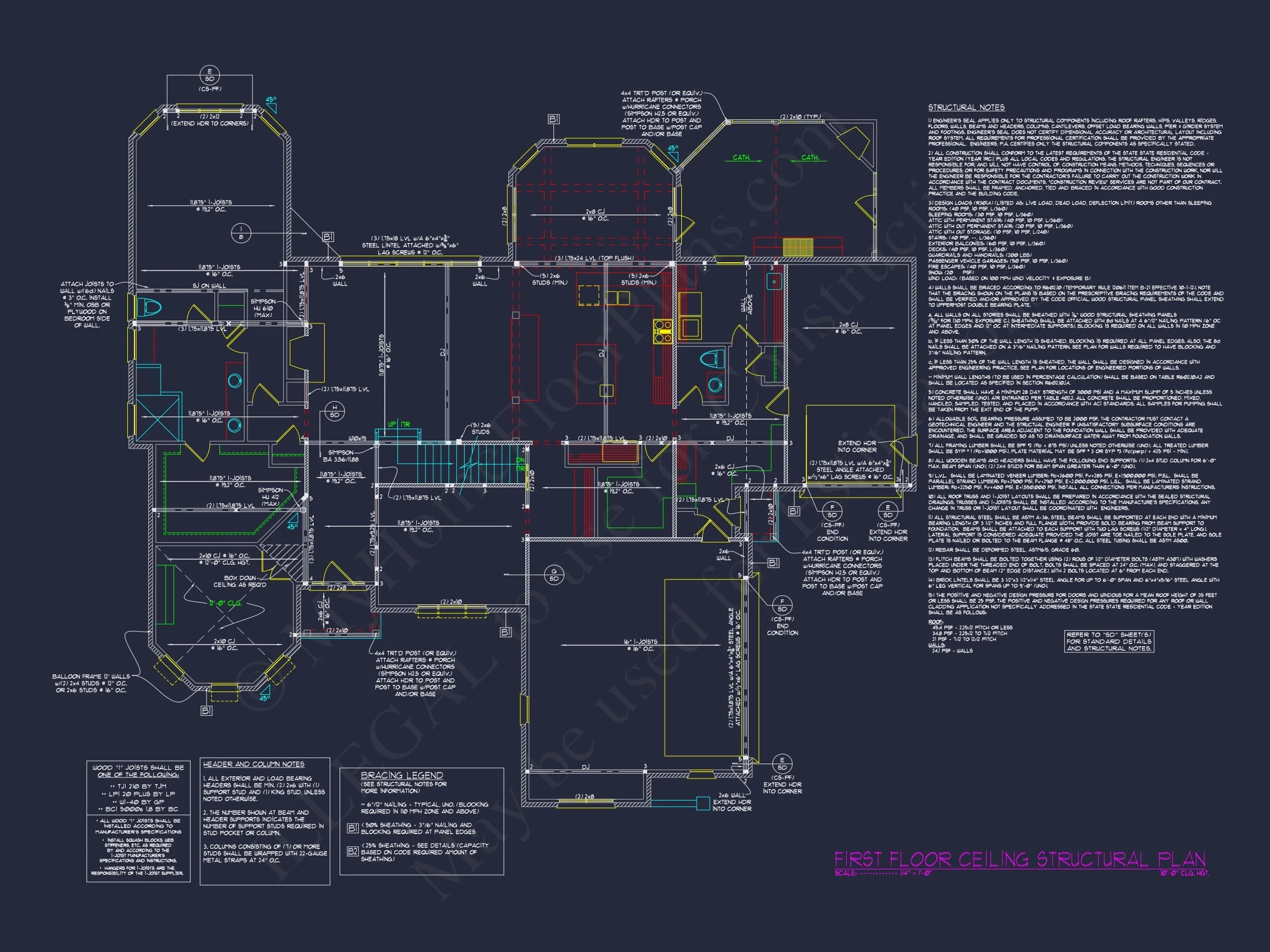 13-1498 HOUSE PLAN - 4-Bed, 5-Bath, 5585 SF European House Plan 13 Luxury CAD Blueprint Architecture