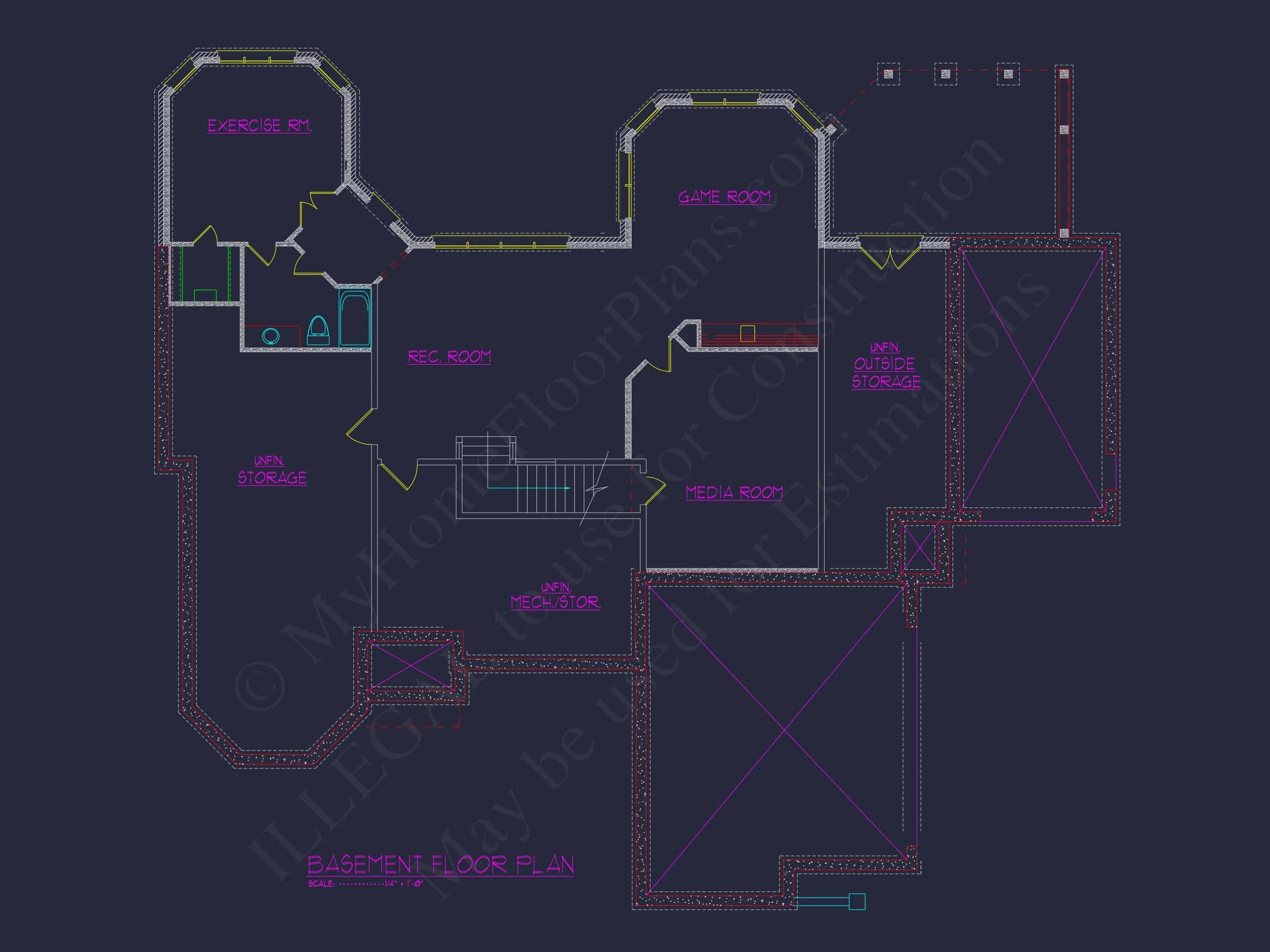 13-1498 HOUSE PLAN - 4-Bed, 5-Bath, 5585 SF European House Plan 6 house Floor Plan Designs
