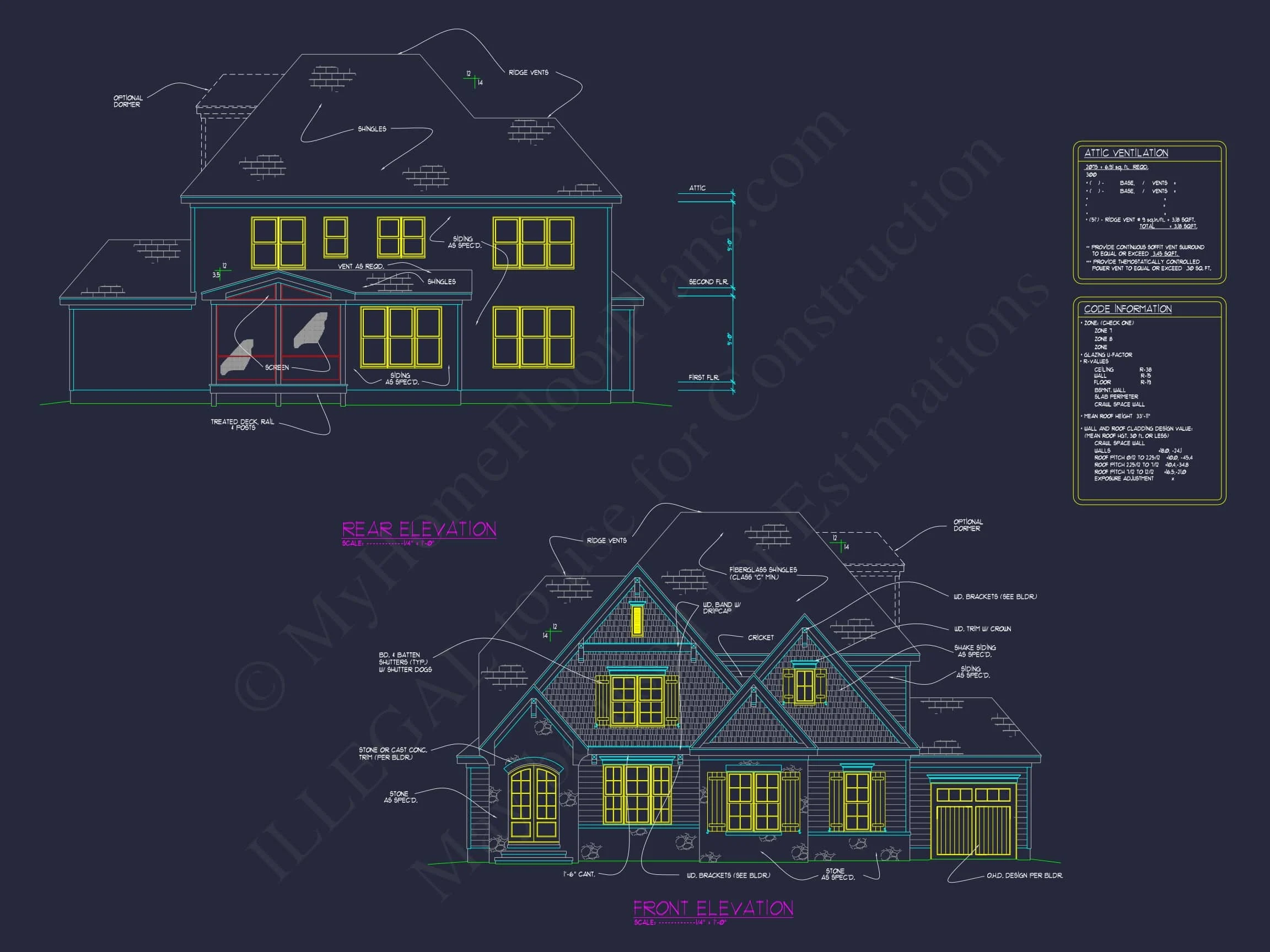 Modern Craftsman house Plan with 3 Floors and Unique Designs