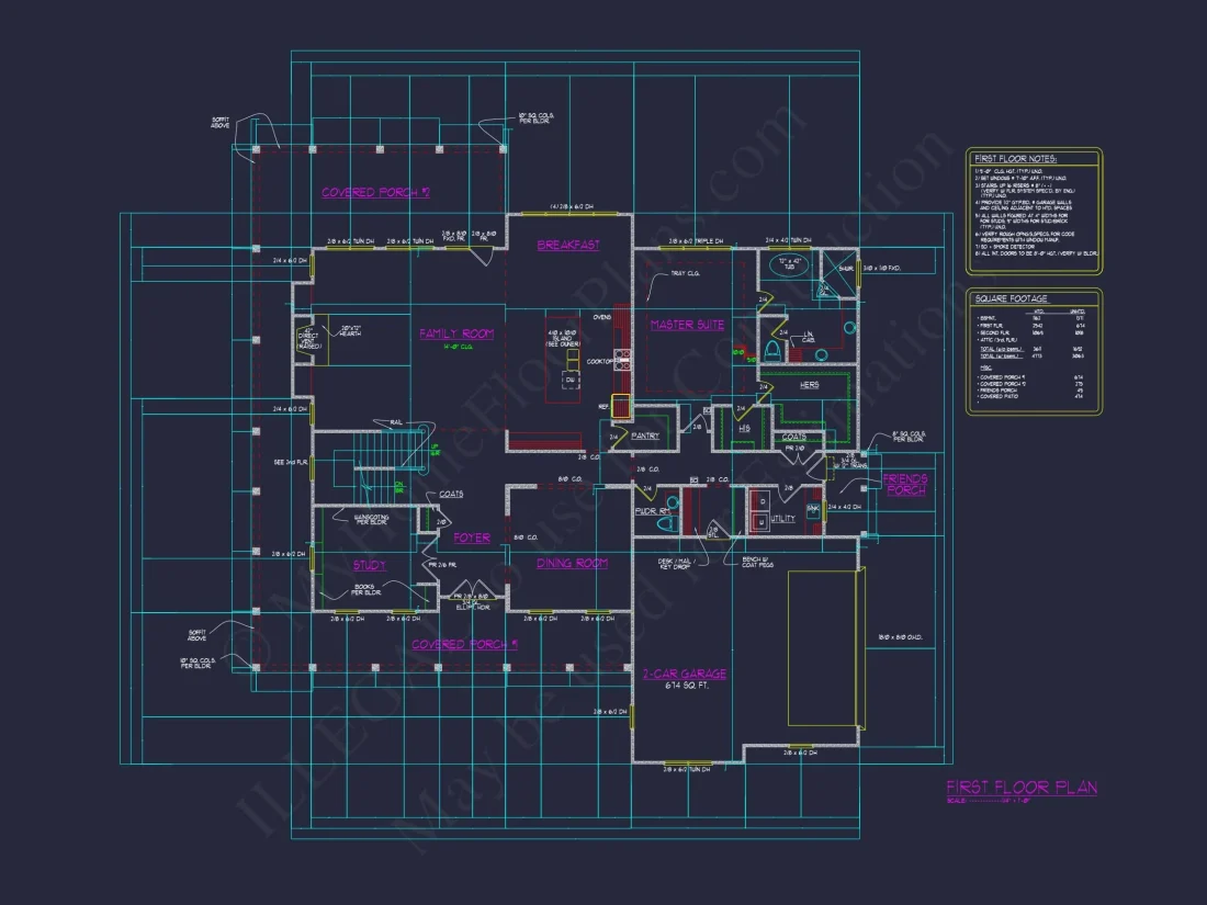 Stunning Colonial house Architecture with Complete CAD Plans