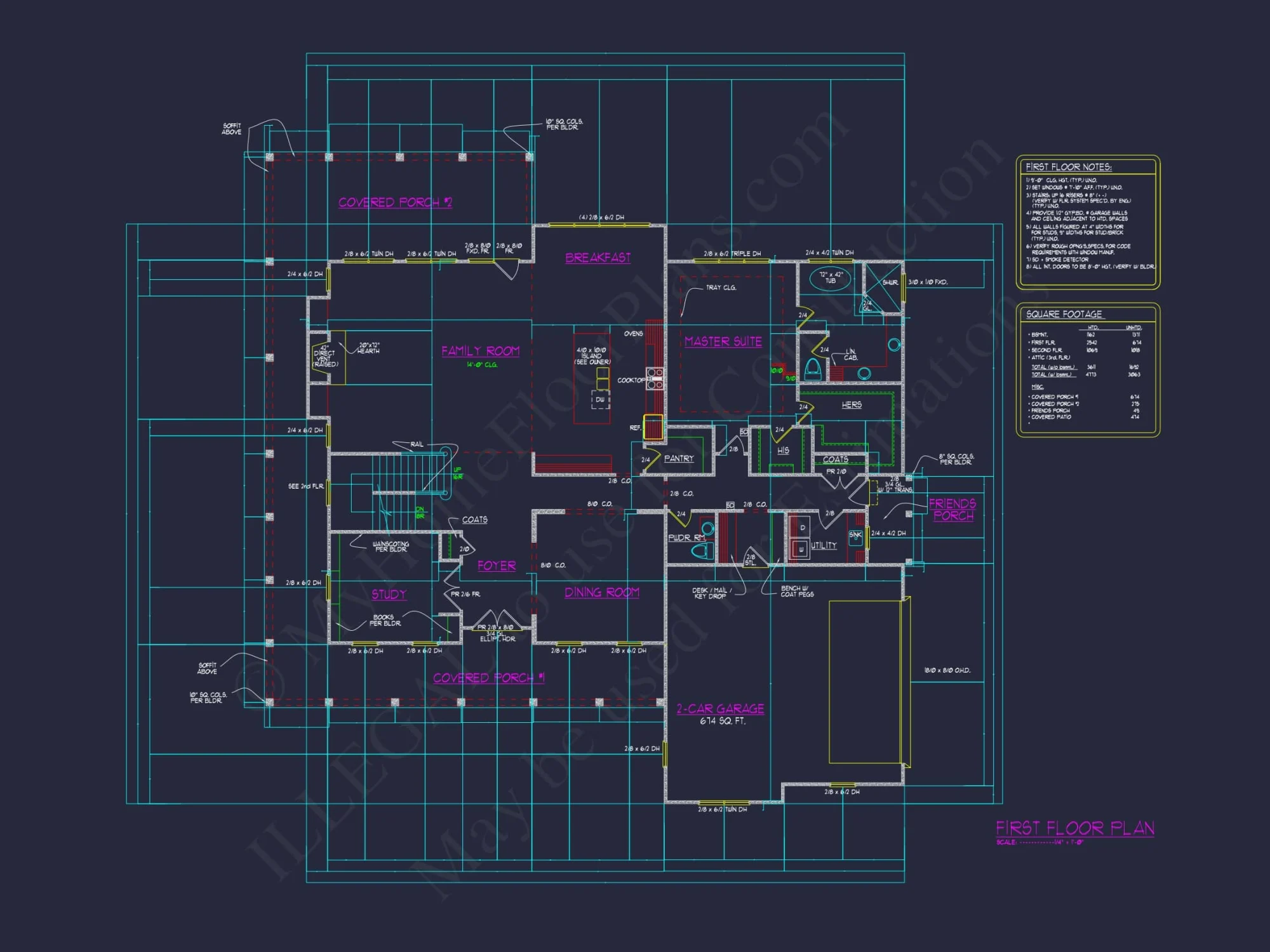 Stunning Colonial house Architecture with Complete CAD Plans