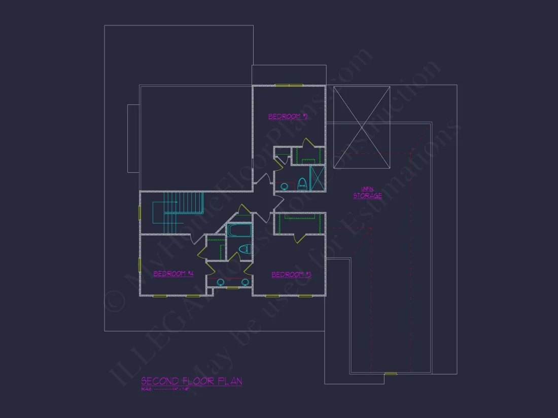 Stunning Colonial house Architecture with Complete CAD Plans