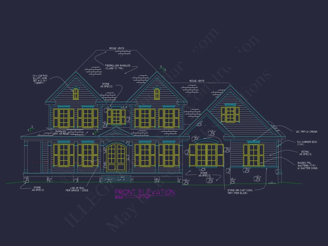 Stunning Colonial house Architecture with Complete CAD Plans