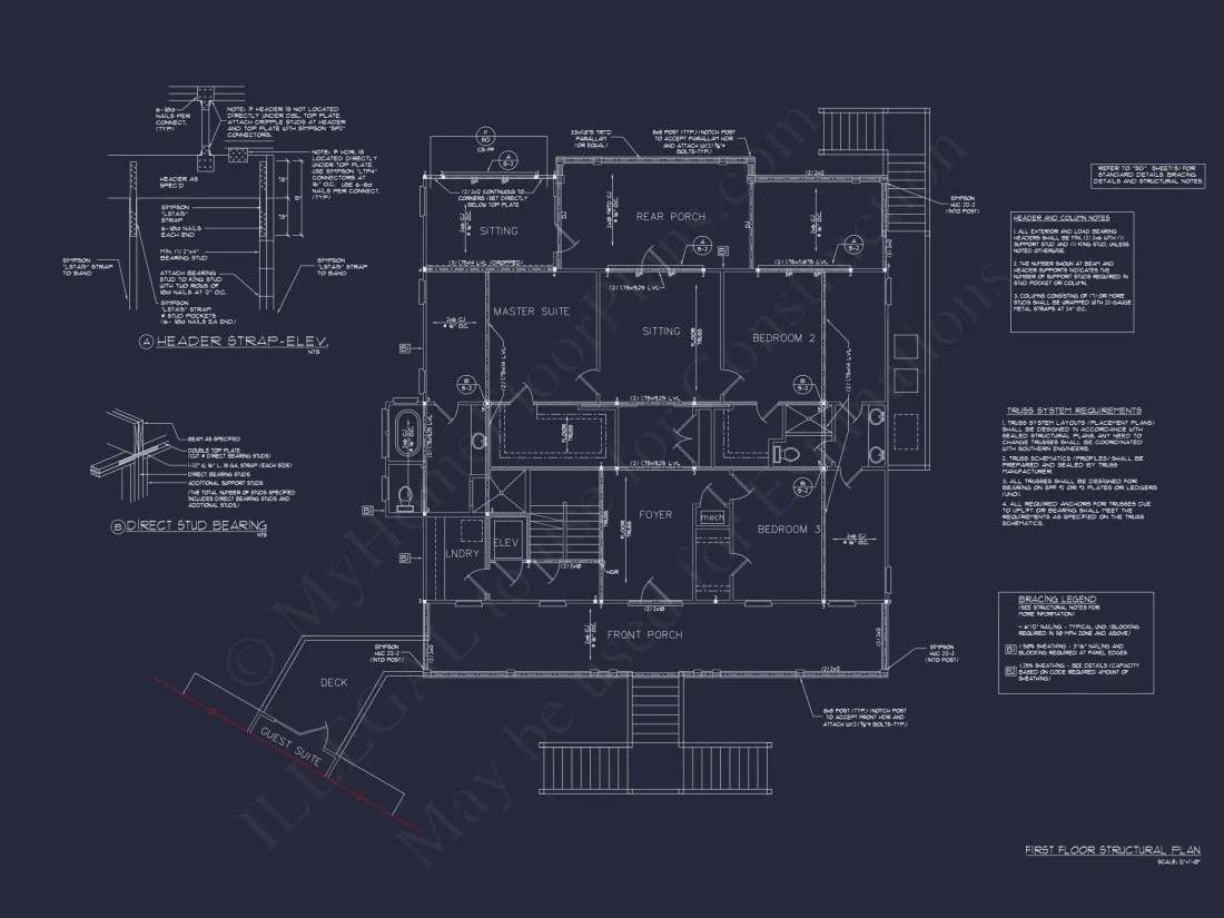 Beach house Floor Plan With Detached Garage and Living Space
