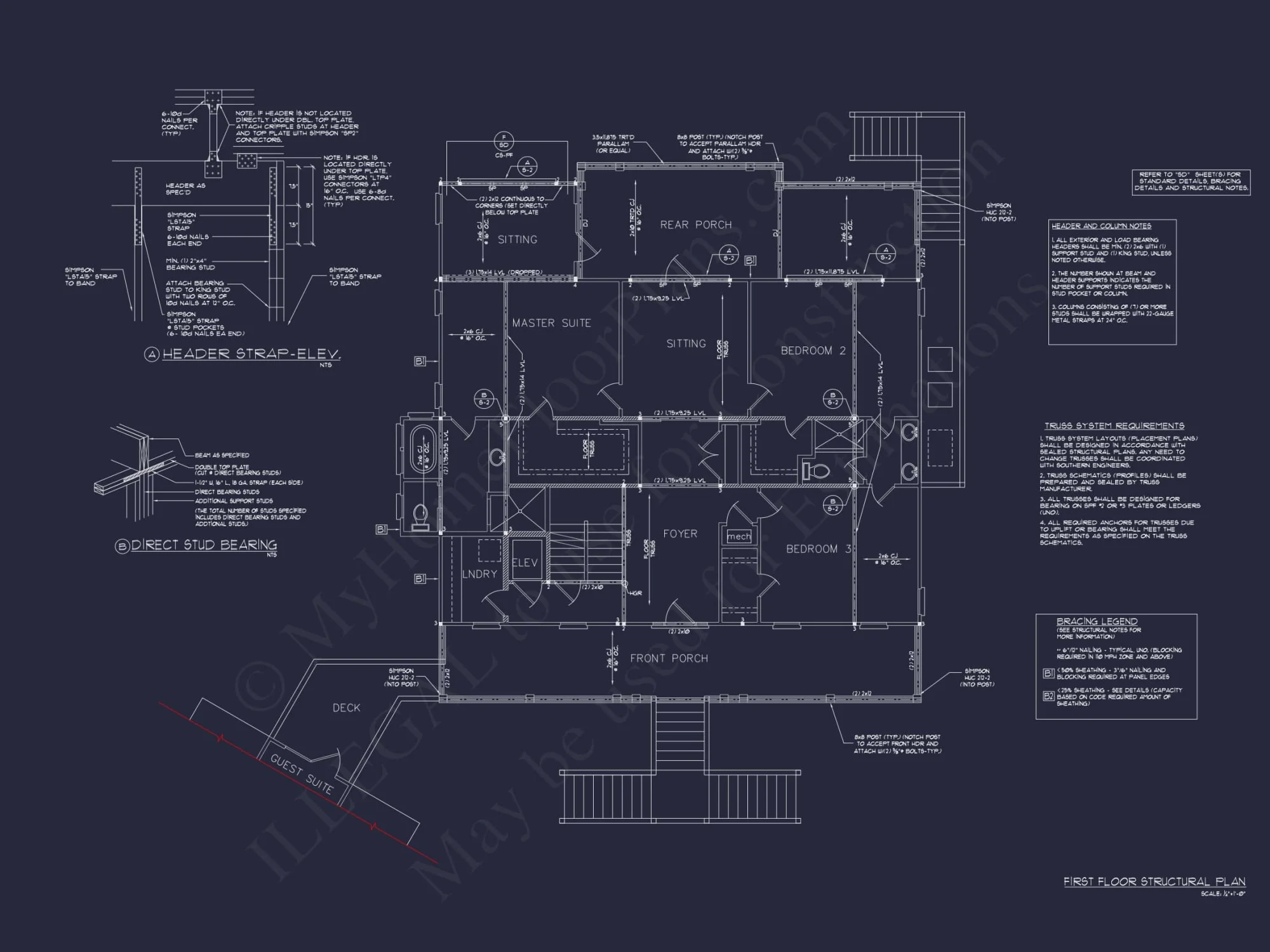 Beach house Floor Plan With Detached Garage and Living Space