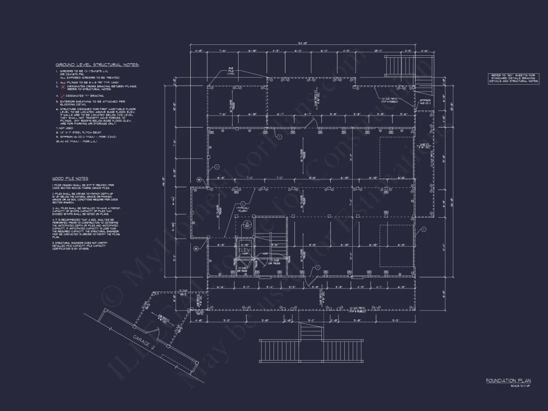Beach house Floor Plan With Detached Garage and Living Space