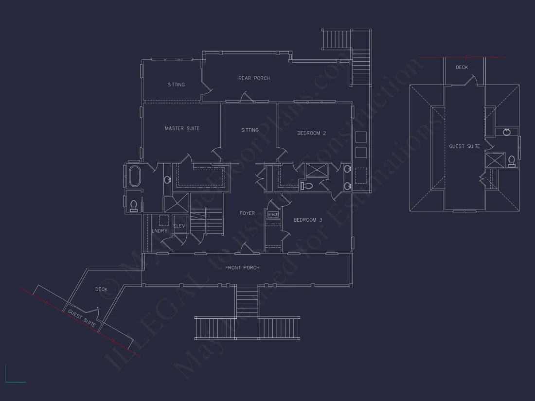 Beach house Floor Plan With Detached Garage and Living Space