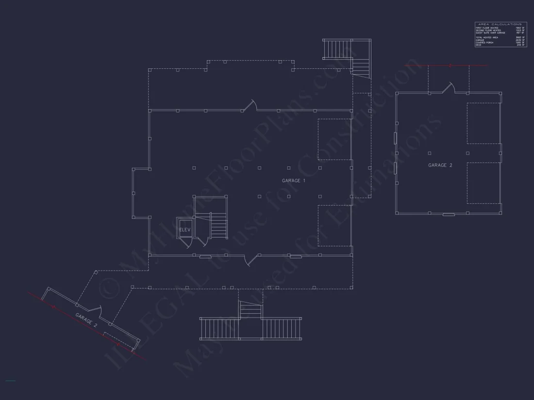 Beach house Floor Plan With Detached Garage and Living Space