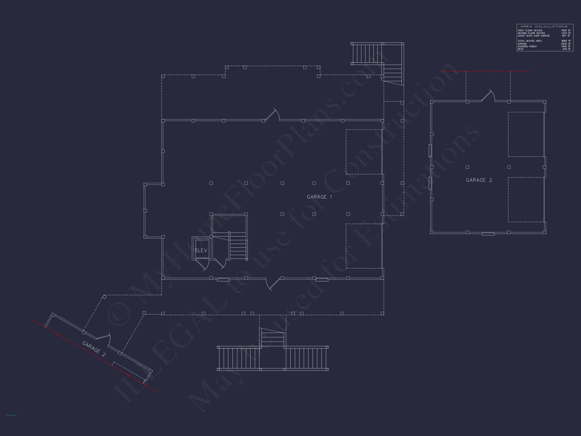 Beach house Floor Plan With Detached Garage and Living Space